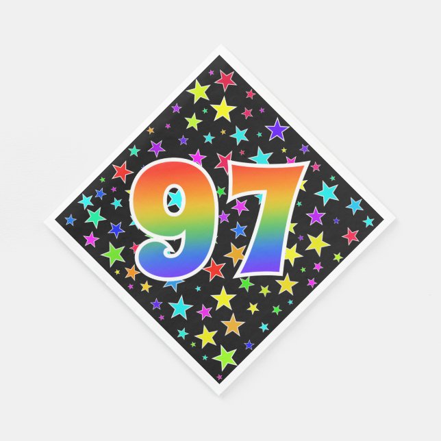 Colourful Stars + Rainbow Pattern "97" Event # Napkin (Corner)