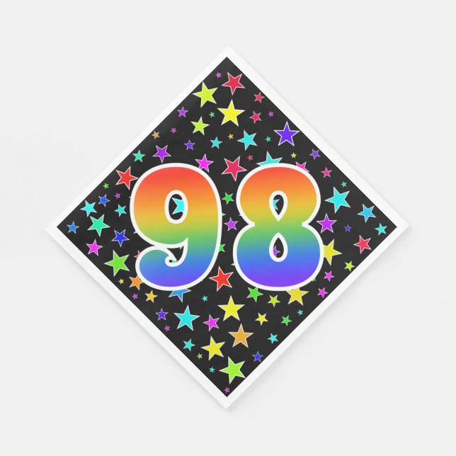 Colourful Stars + Rainbow Pattern "98" Event # Napkin (Corner)