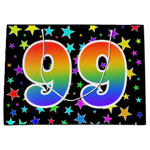 Colourful Stars + Rainbow Pattern "99" Event # Large Gift Bag