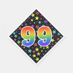 Colourful Stars + Rainbow Pattern "99" Event # Napkin