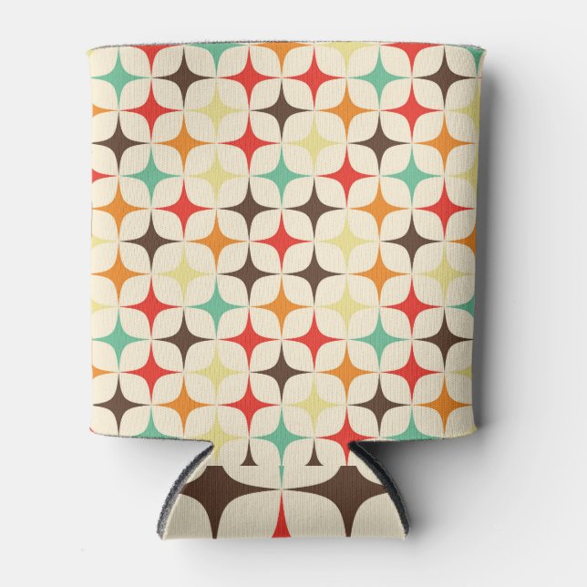 Colourful Stars Retro Geometric Pattern Can Cooler (Front)