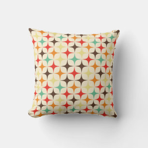 Colourful Stars Retro Geometric Pattern Cushion
