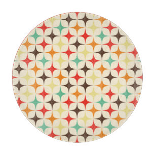 Colourful Stars Retro Geometric Pattern Cutting Board