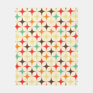 Colourful Stars Retro Geometric Pattern Fleece Blanket