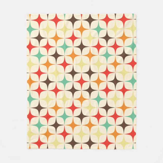 Colourful Stars Retro Geometric Pattern Fleece Blanket (Front)