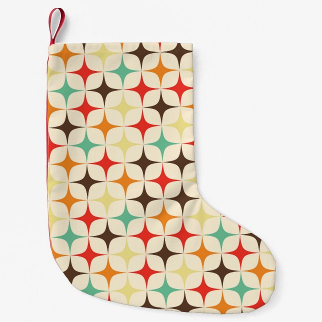 Colourful Stars Retro Geometric Pattern Small Christmas Stocking (Front)