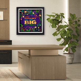 Colourful Stars Small Changes Inspiring Classroom Poster