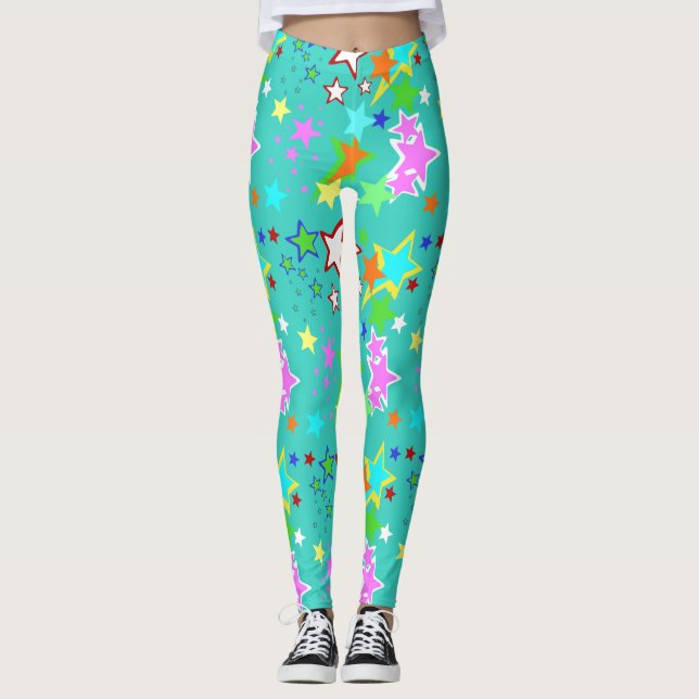 Colourful Stars Spandex Leggings (Front)