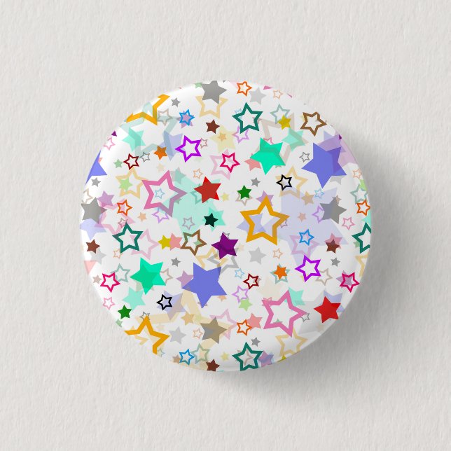 Colourful Stars White  3 Cm Round Badge (Front)