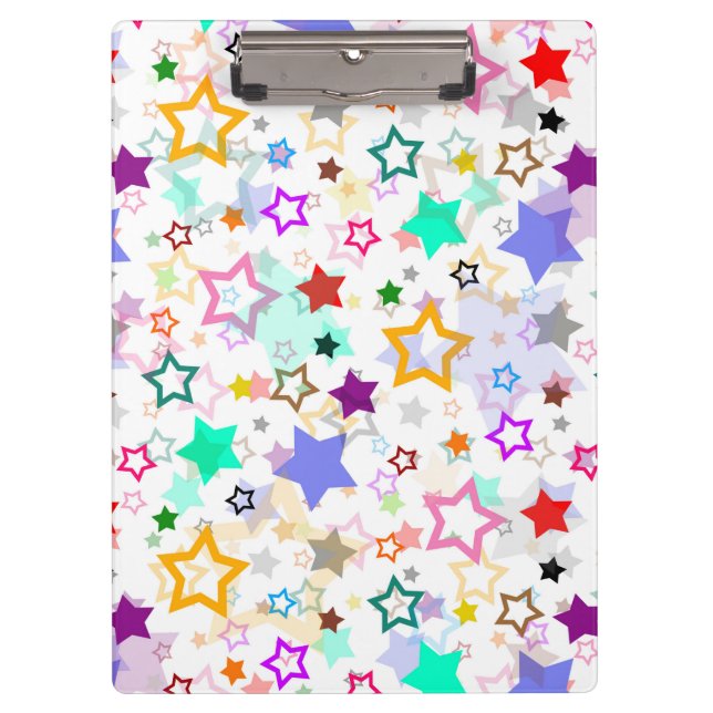 Colourful Stars White  Clipboard (Front)