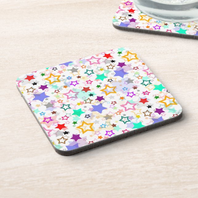 Colourful Stars White  Coaster (Left Side)