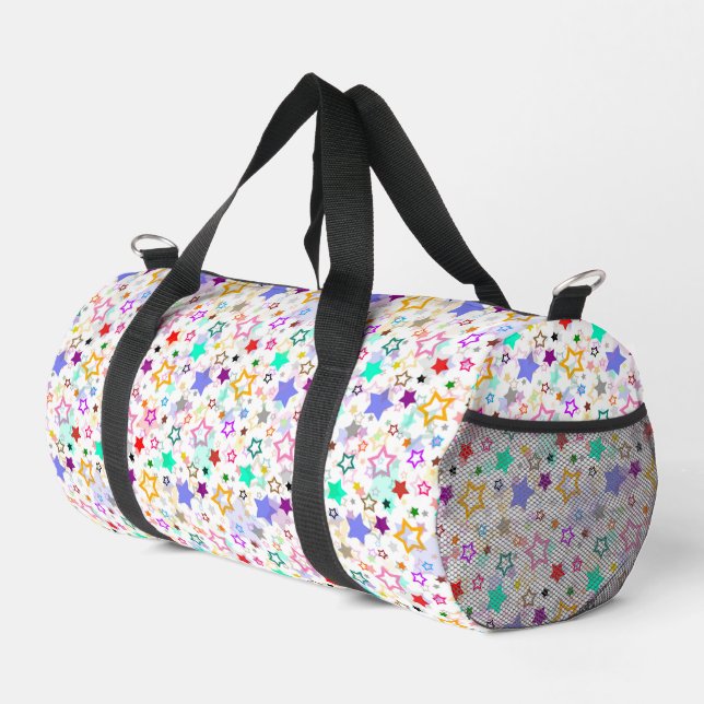 Colourful Stars White  Duffle Bag (Right Corner)