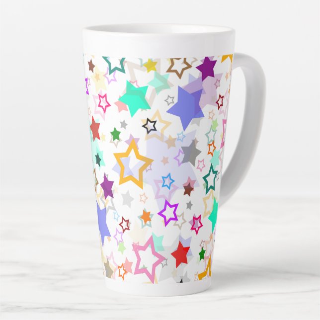 Colourful Stars White  Latte Mug (Right Angle)