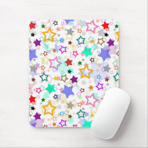Colourful Stars White  Mouse Pad