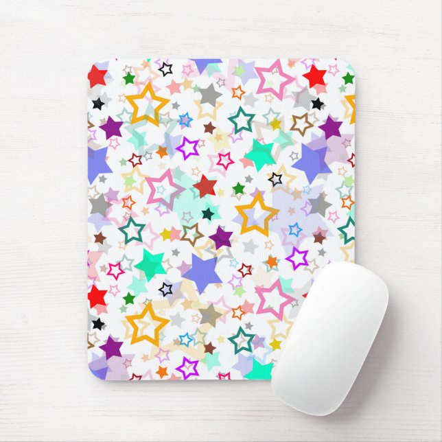 Colourful Stars White  Mouse Pad (With Mouse)