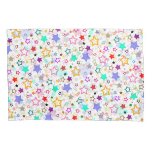 Colourful Stars White Pillowcase
