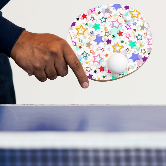 Colourful Stars White  Ping Pong Paddle (Insitu)