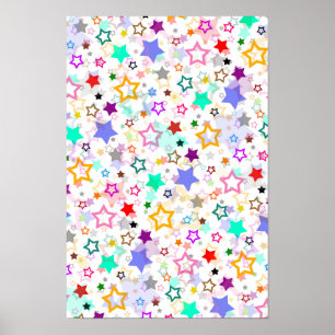 Colourful Stars White Poster