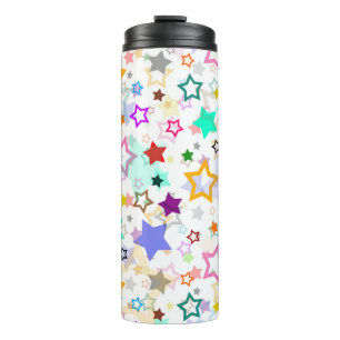 Colourful Stars White  Thermal Tumbler