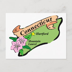 Colourful State of Connecticut Map Tees, Gifts Postcard