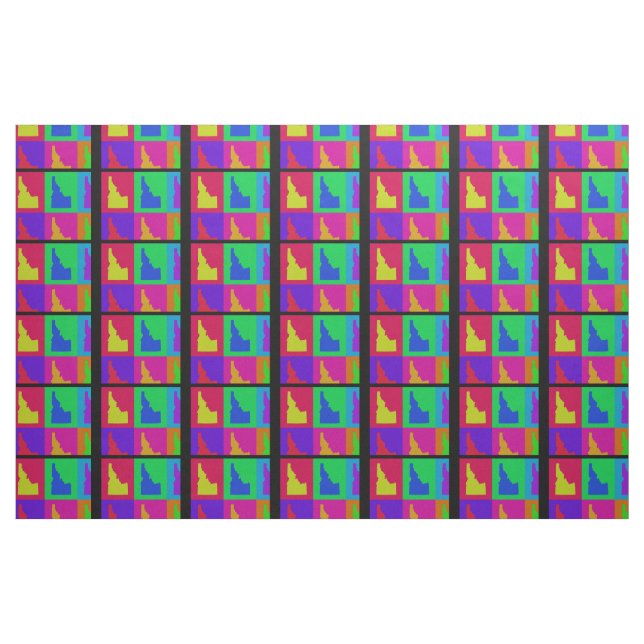 Colourful State of Idaho Pop Art Map Fabric (Fat Quarter)