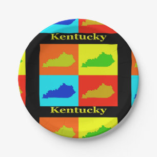 Colourful State of Kentucky Pop Art Map Paper Plate