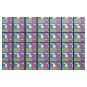 Colourful State Of Michigan Pop Art Map Fabric