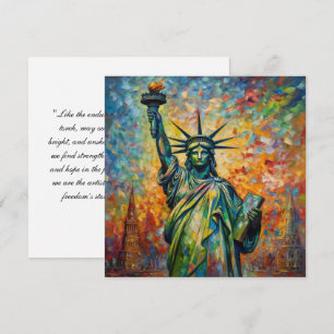 Colourful Statue of Liberty New York Art Card