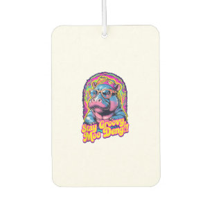 Colourful Stay Groovy Moo Deng Pygmy Hippo Design  Car Air Freshener