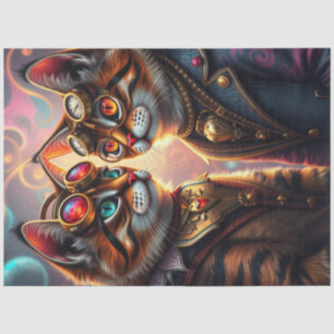 Colourful Steampunk Cat  Tissue Paper