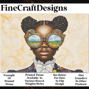 Colourful Steampunk Dark Skin Girl AD3L Decoupage Tissue Paper