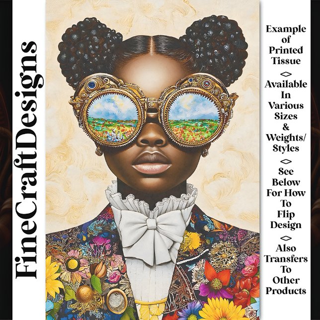 Colourful Steampunk Dark Skin Girl AD3P Decoupage Tissue Paper (Creator Uploaded)