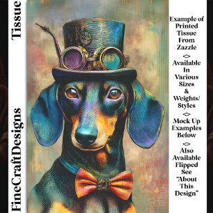 Colourful Steampunk Dog In Bow Tie DK7L Decoupage Tissue Paper