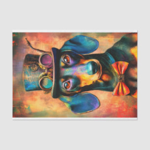 Colourful Steampunk Dog In Bow Tie DK7RF Decoupage Tissue Paper