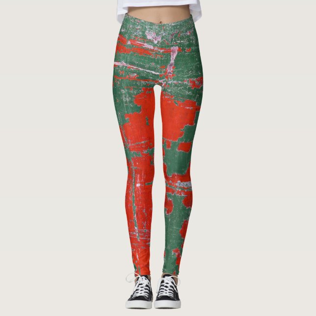 Colourful steel rust, textured background. leggings (Front)