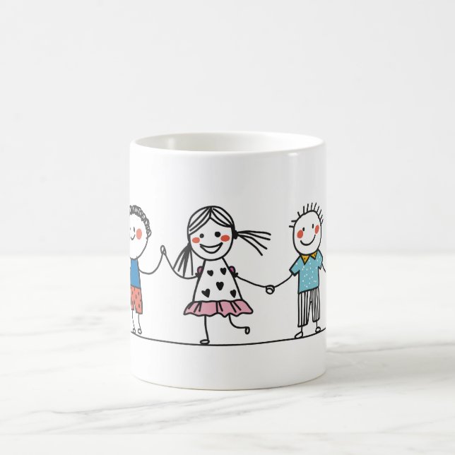  Colourful Stick Man Illustration Set Coffee Mug (Center)