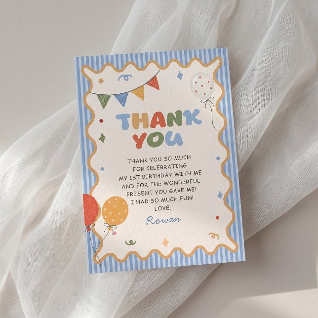 Colourful Stiped Fun Birthday Thank You Card (Creator Uploaded)