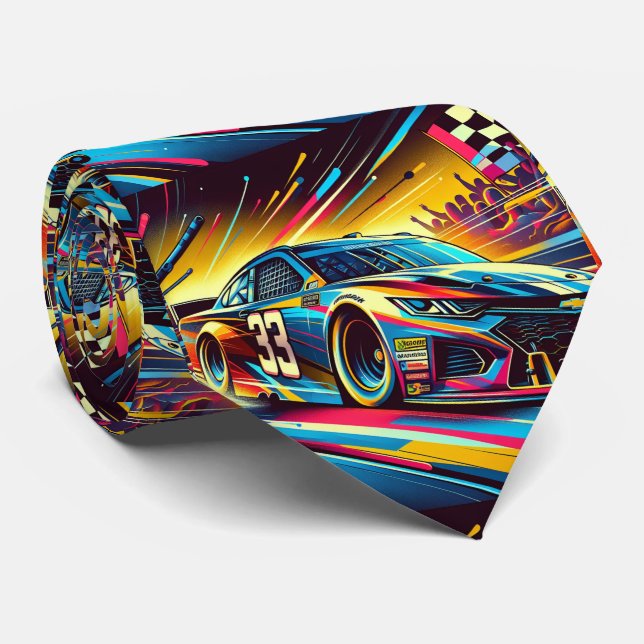 Colourful Stock Car Racing 1 Tie (Rolled)