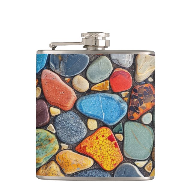 Colourful Stones Hip Flask (Front)