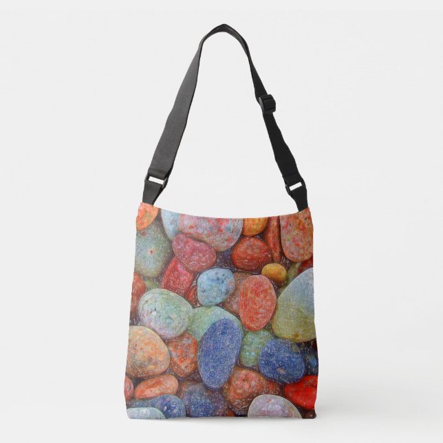 Colourful Stones, Pebbles, Rocks and Water Crossbody Bag (Front)