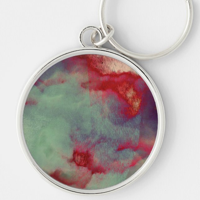 Colourful stormy clouds abstract brush stroke art key ring (Front)
