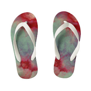 Colourful stormy clouds abstract brush stroke art kid's jandals