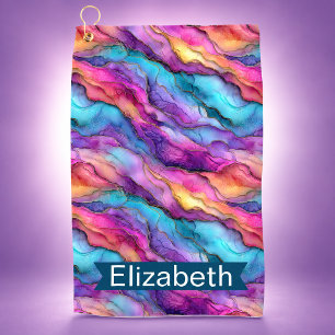 Colourful Strata Personalised Golf Towel