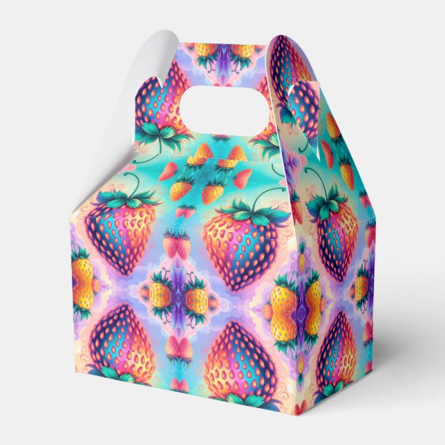 Colourful strawberry favour box (Front Side)