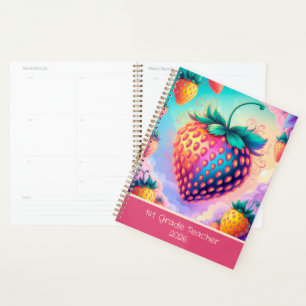 Colourful strawberry for 1st grade teacher 2025 planner
