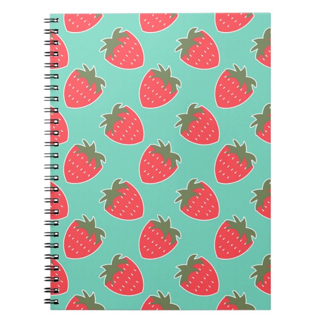Colourful Strawberry Fruit Seamless Pattern Spiral Notebook (Front)