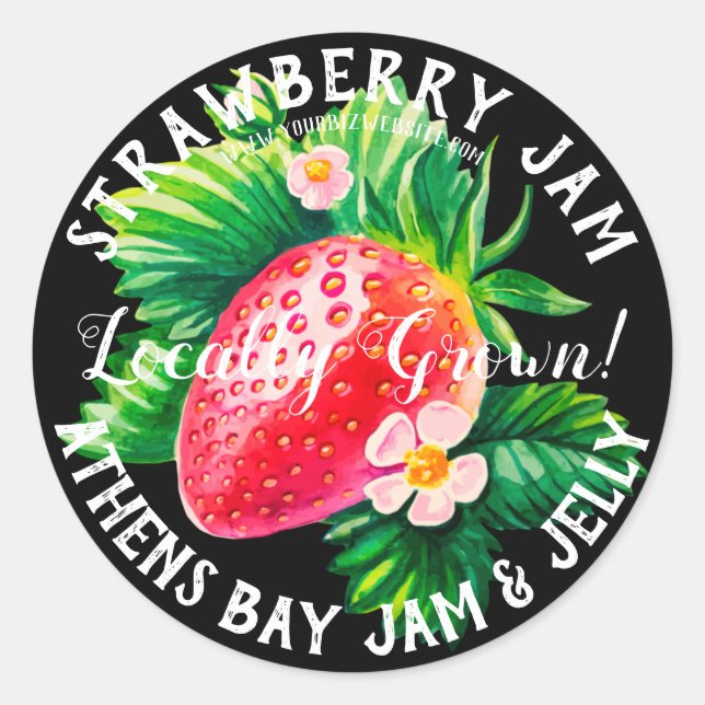 Colourful Strawberry Jam Product Business Label (Front)
