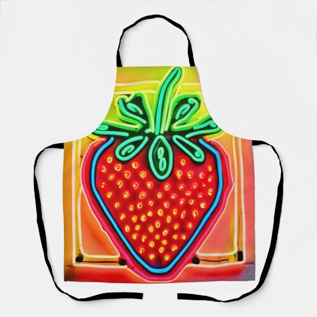 Colourful Strawberry Neon Glow Apron (Front)