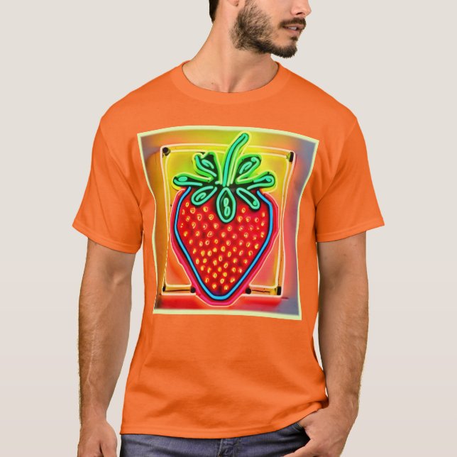 Colourful Strawberry Neon Glow T-Shirt (Front)