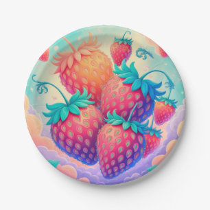 Colourful strawberry paper plate